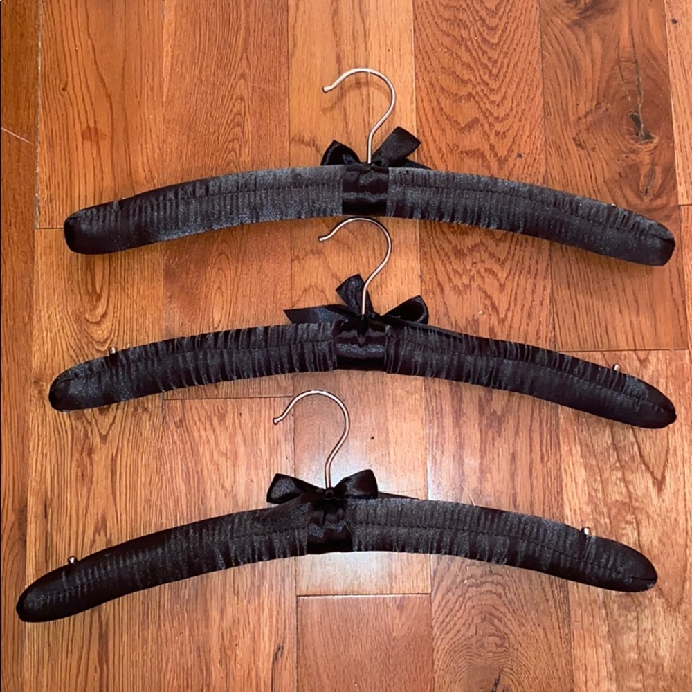 Satin black hangers with bow